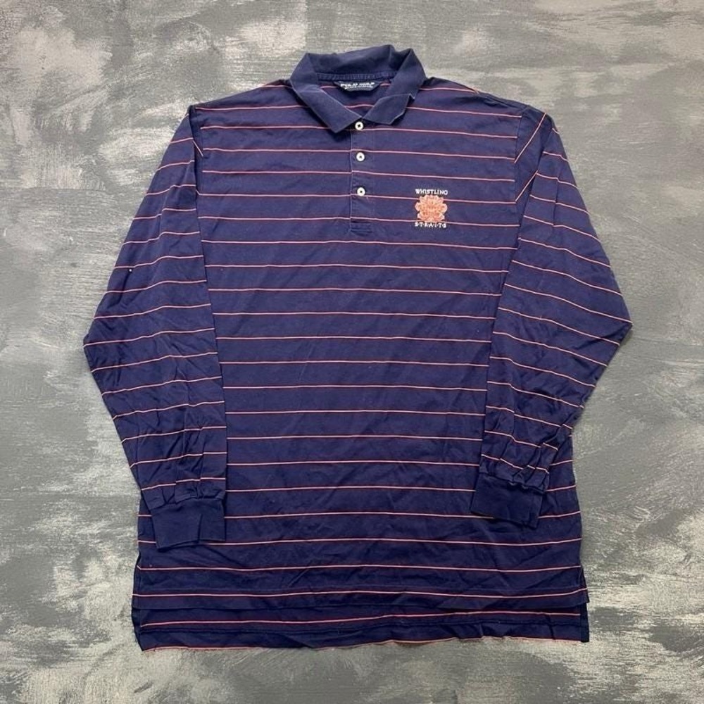 Vintage Whistling Straits Polo Shirt Mens Large Blue Polo Golf